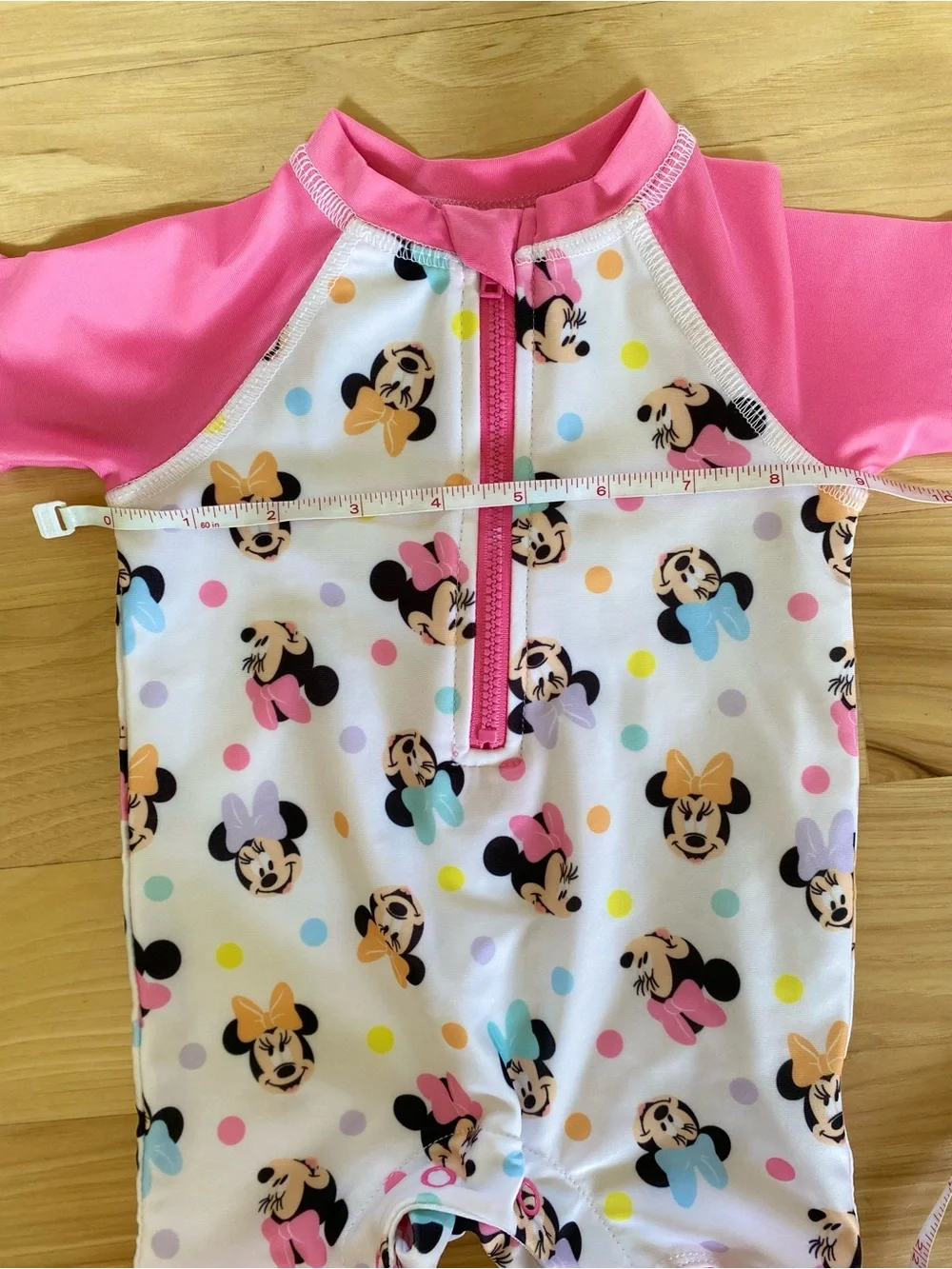 Disney Minnie Mouse Baby Swimsuit 0-3 Months One Piece Snap Infant Bathing Suit